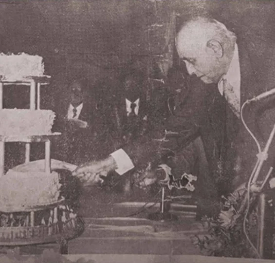 Shri. L.P Singh Cutting of Centenary Cake with a Silver Khukri